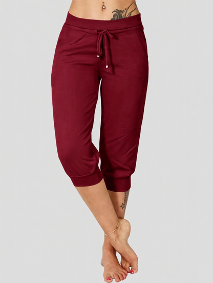 🔥Hot Summer Sale🔥Women’s Drawstring Capri Pants with Pockets for Casual Comfort Wear