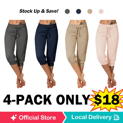 🔥Hot Summer Sale🔥Women’s Drawstring Capri Pants with Pockets for Casual Comfort Wear