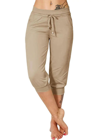 🔥Hot Summer Sale🔥Women’s Drawstring Capri Pants with Pockets for Casual Comfort Wear