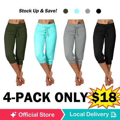🔥Hot Summer Sale🔥Women’s Drawstring Capri Pants with Pockets for Casual Comfort Wear
