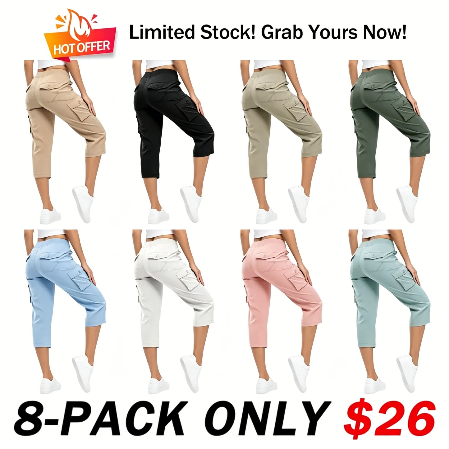🔥Hot Summer Sale🔥Women’s Drawstring Capri Pants with Pockets for Casual Comfort Wear