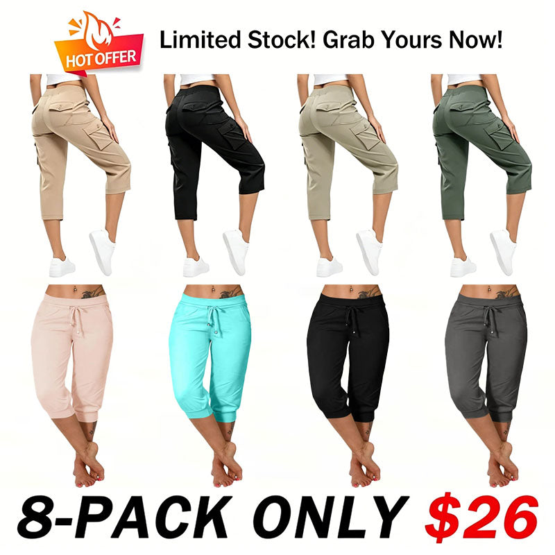 🔥Hot Summer Sale🔥Women’s Drawstring Capri Pants with Pockets for Casual Comfort Wear