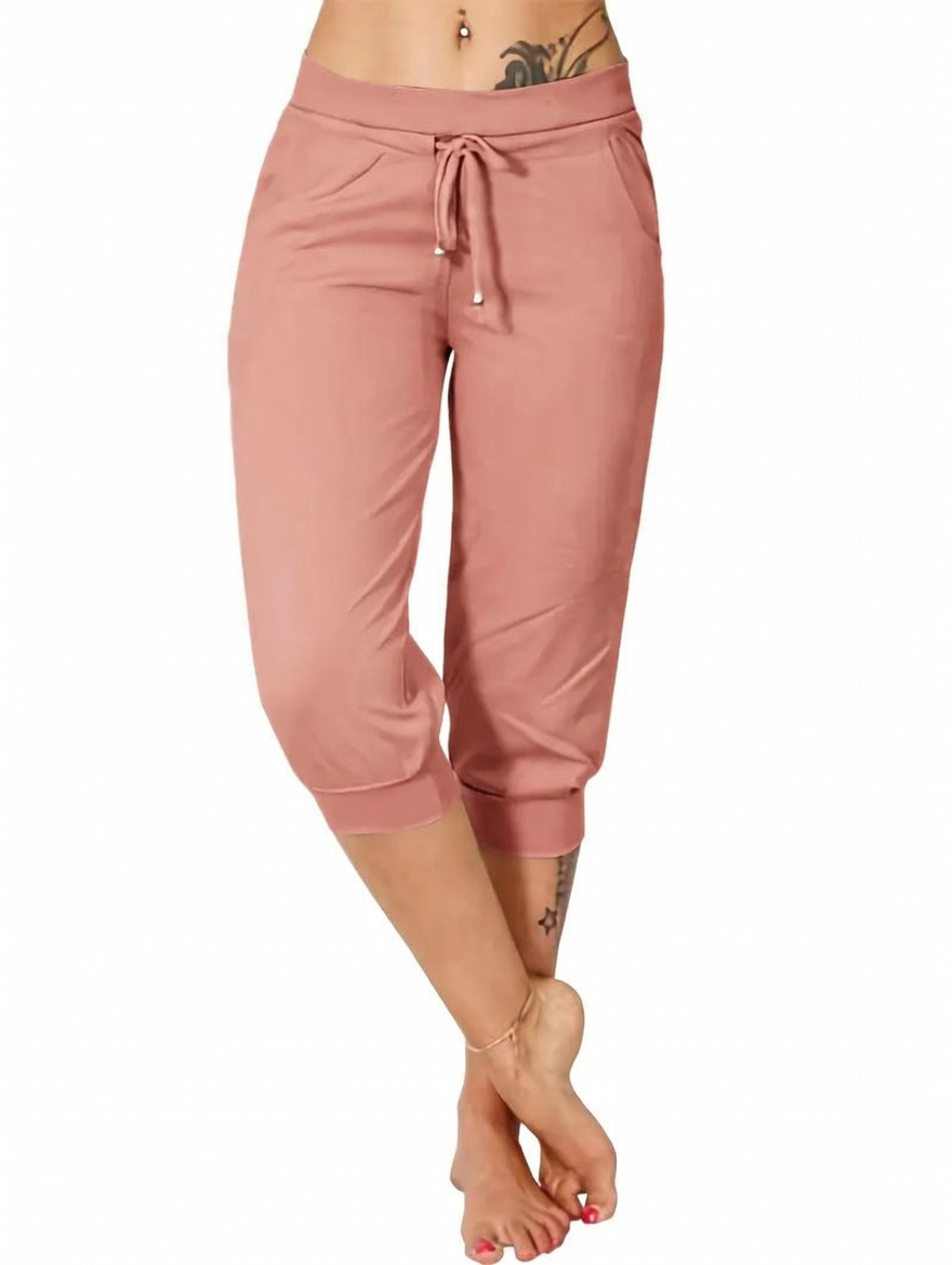 🔥Hot Summer Sale🔥Women’s Drawstring Capri Pants with Pockets for Casual Comfort Wear