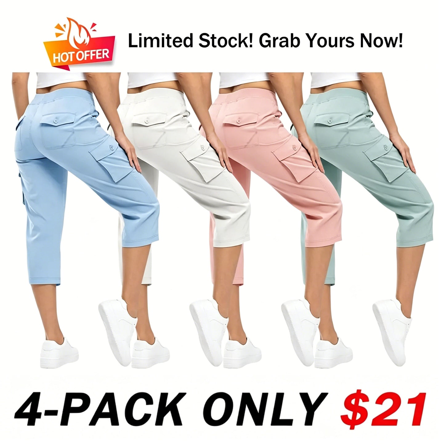 🔥Hot Summer Sale🔥Women’s Drawstring Capri Pants with Pockets for Casual Comfort Wear