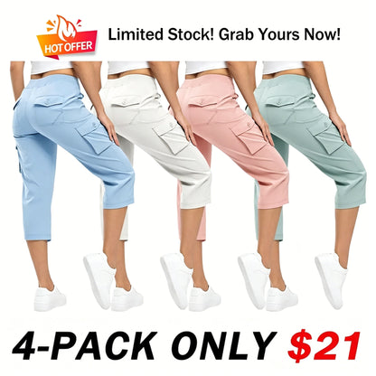 🔥Hot Summer Sale🔥Women’s Drawstring Capri Pants with Pockets for Casual Comfort Wear