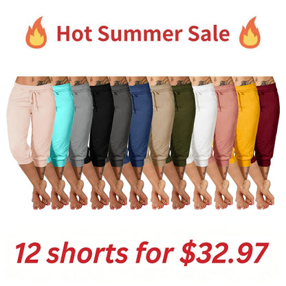 🔥Hot Summer Sale🔥Women’s Drawstring Capri Pants with Pockets for Casual Comfort Wear